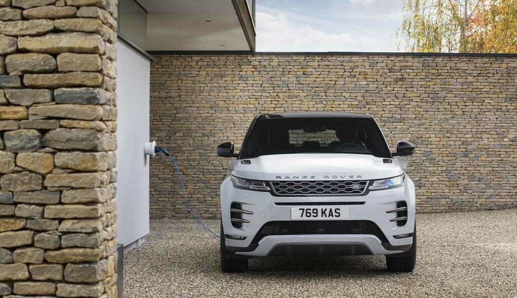 Evoque PHEV charging on a driveway